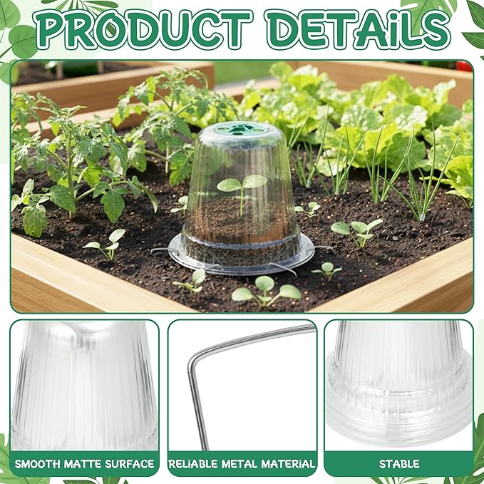 Clear Humidity Domes for Plants - 20 Pack Adjustable Garden Cloches Dome with Ventilation Holes, Transparent Seedling Starter Covers, Nursery Plant Growth Pot Protectors for Outdoor Greenhouse