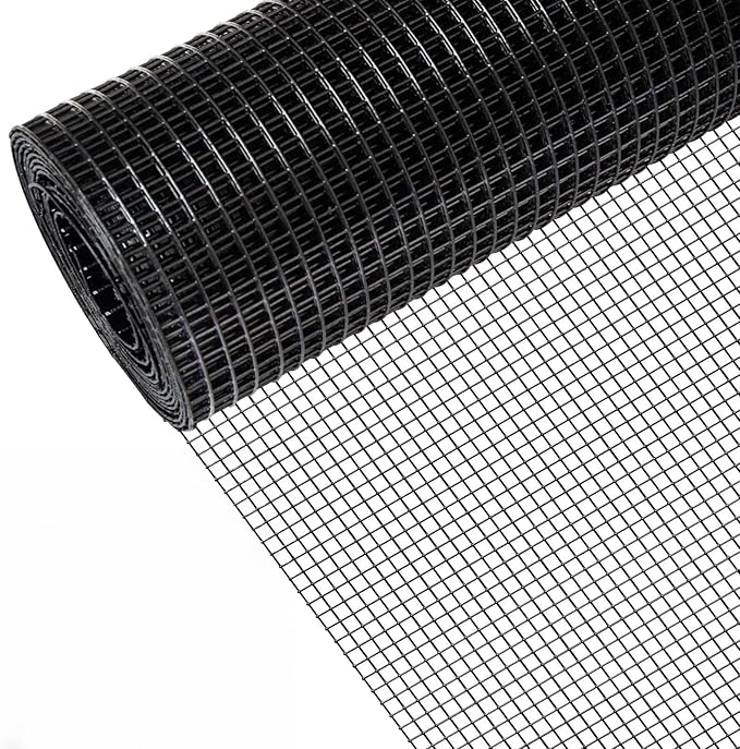 Zevemomo 36" x 100' 1/4inch Hardware Cloth, Black Vinyl Coated Chicken Wire Fence Galvanized Welded Mesh Roll for Home Garden Rabbit Cage