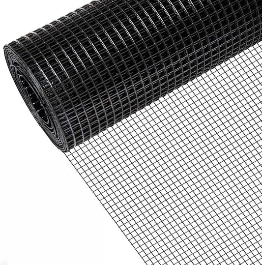 Zevemomo 36" x 100' 1/4inch Hardware Cloth, Black Vinyl Coated Chicken Wire Fence Galvanized Welded Mesh Roll for Home Garden Rabbit Cage