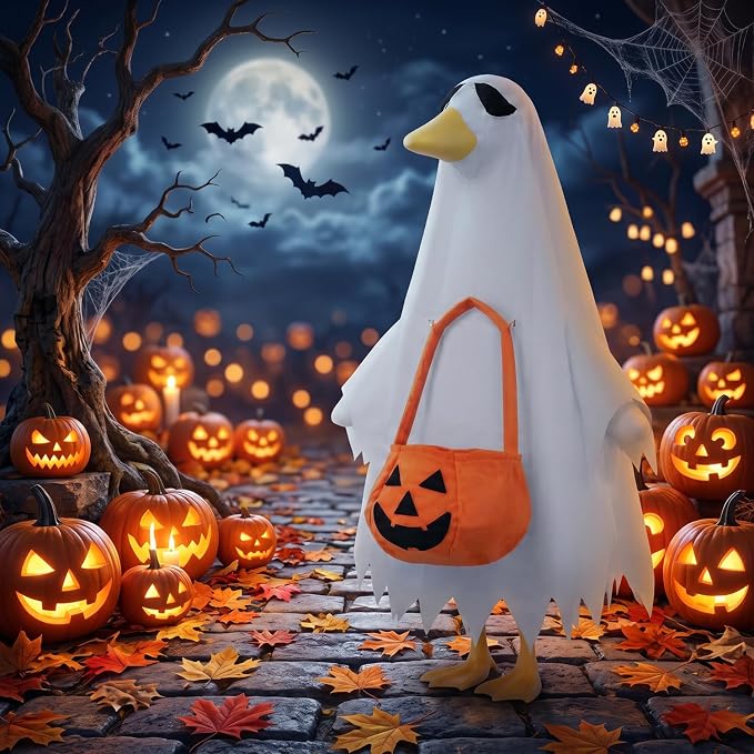 Halloween Porch Goose Outfits Clothes, Pumpkin Party Decor Gifts Lawn 23 inch Porch Goose Costume Clothing for Patio Yard