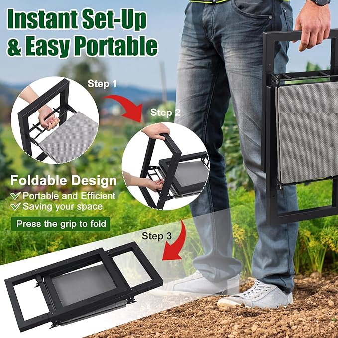 Garden Kneeler and Seat, Foldable Garden Stool 400lbs Heavy Duty, Protects Knees and Back, Ideal for Women, Men, and Seniors Gardeners, Large Size 19"x10.6"x18.5"