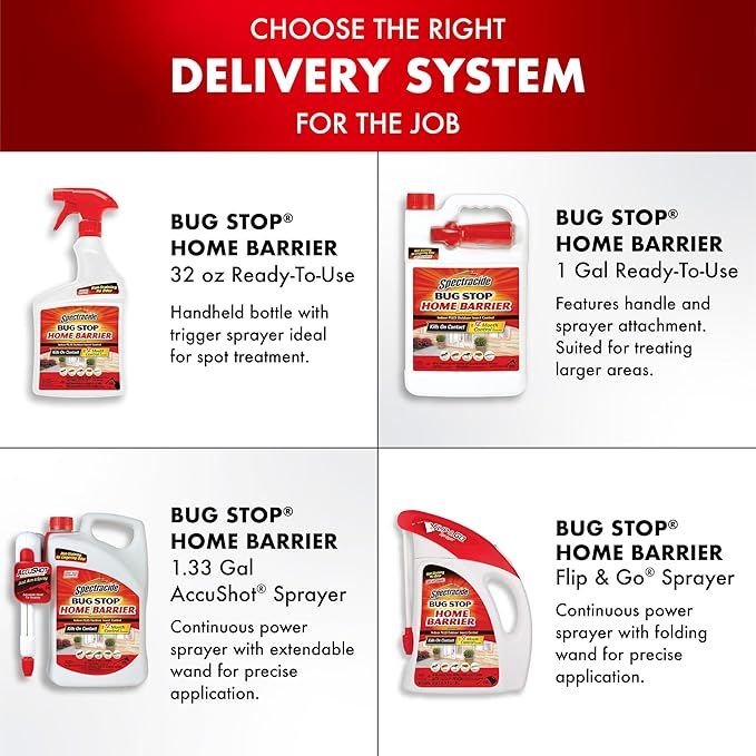 Spectracide Bug Stop Home Barrier2, 1.33 Gallons, AccuShot Refill Kills on Contact for Indoor Plus Outdoor Foundation Treatment Insect Control, Kills Ants, Roaches, Spiders, Fleas, Silverfish
