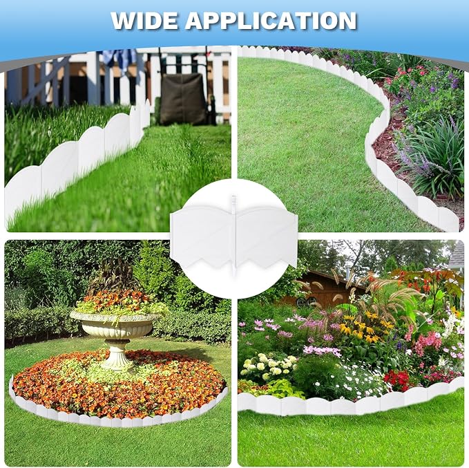 Vashly No-Dig 20Ft Landscape Edging, 6 Inch Tall Garden Edging with 7.8 inch Anchoring Stakes Plastic Garden Edging Border Flower Bed Edging Borders Lawn Edging