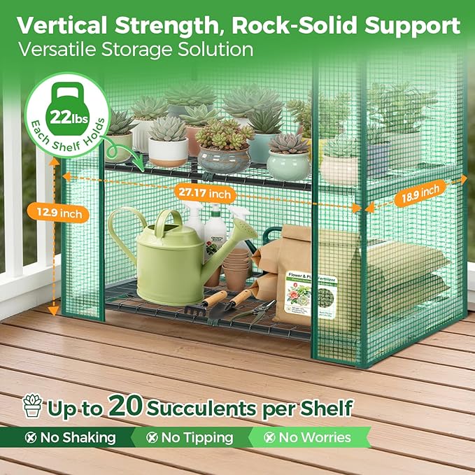 Mini Greenhouse for Indoor Outdoor: Ohuhu Small Plastic Plant Green House 5-Tier Rack Stand Portable Greenhouses with Durable PE Cover for Seedling, Ideal Gardening Gifts for Women Men