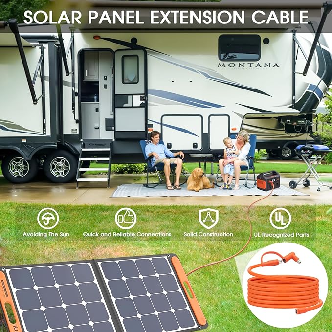Solar Panel Extension Cable Compatible with Jackery Solar Panel Connector Perfectly for Gz Yeti, Aker, Jackery Portable Power Station (20 Feet)