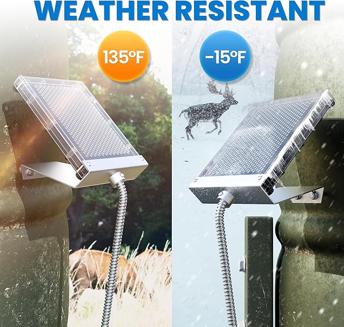 POWOXI 6V Solar Panel for Deer Feeder: 1.5W Waterproof Solar Battery Charger with Mounting Bracket Alligator Clip Feeder Solar Panel 6 Volt Solar Panel