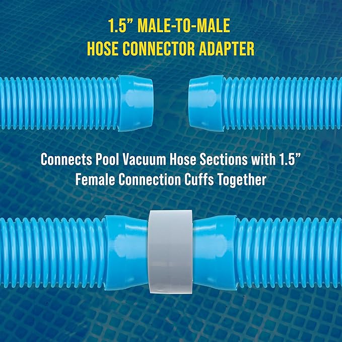 U.S. Pool Supply Hose Connector Adapter, 1.5" Male to Male Fitting, Pack of 2 - Connects Female Cuff Vacuum Hoses, Leaf Canister Conversion Joiner - Replacement, Compatible with Hayward AXV092 Adapter