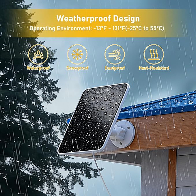 Solar Panel Charger for Arlo Essential Series,Go 2,Pro 6XL/6/5S/3,Ultra Series,Wireless Floodlights Camera,Solar Panel with Battery for Arlo Camera,9.8ft Cable,Adjustable Mount,Weatherproof