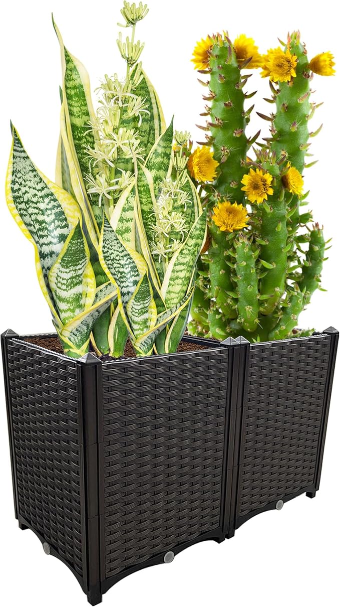 Raised Garden Bed Large Planters for Outdoor Plants Rectangular Elevated Planter Boxes Patio Balcony Deck for Planting Flowers, Vegetables, Tomatoes, and Herbs