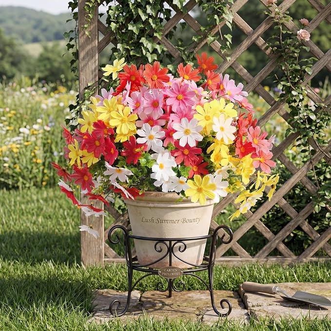 Thiccywoov 48 Bundles Artificial Flowers for Outdoors UV Resistant, Faux Greenery Flowers for Porch Planters Patio Window Box Farmhouse Garden Decor