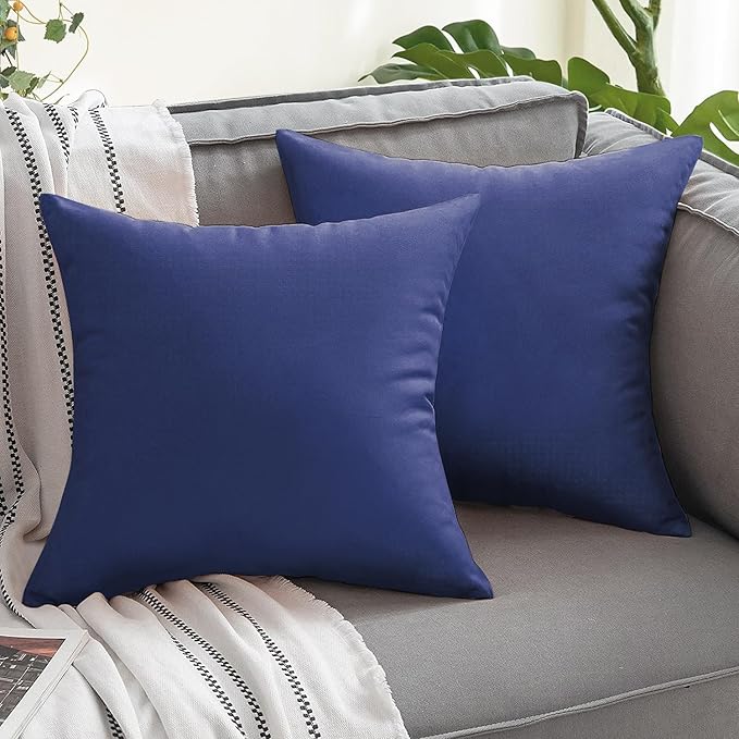 VAKADO Outdoor Waterproof Throw Pillow Covers 20X20 Set of 2 Decorative DarkBlue Patio Furniture Cushion Cases Outside Decor for Couch Garden Bench Porch