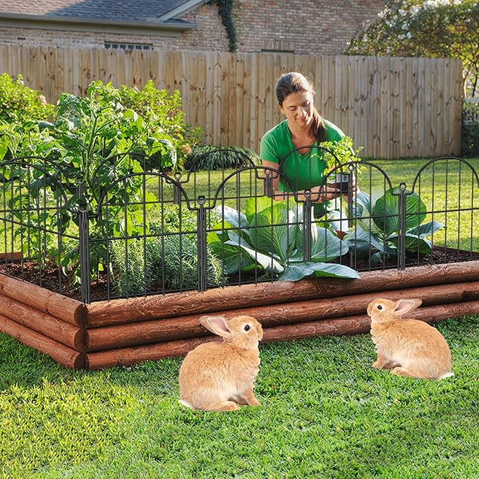 Blingluck Garden Fence, 22 in(H) x 10.83 ft(L) Arched Rustproof Metal No Dig Fence Garden Fence Border, Ground Stake Animal Barrier Fence for Rabbit Dog, Outdoor Decor for Yard & Patio