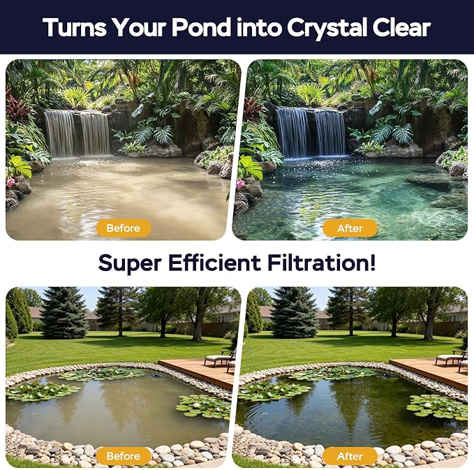 Pond Filter Pump with 4-Stage Filtration System | 25W 400GPH Submersible Pond Pump | Pond Filter Box for 200-350 Gal Outdoor Koi Fish Pond, Garden, Fountain, Waterfall & Water Feature