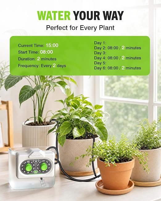RAINPOINT Bluetooth Automatic Plant Waterer Indoor, Smart APP Control Drip Irrigation System for Houseplants, Anti-Siphon Vacation Watering Device with 2400mAh Rechargeable Battery (Up to 15 Pots)