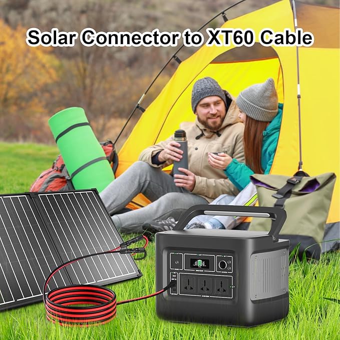 XRDS -RF Solar Connector to XT60 Cable 3FT, 10AWG Solar to XT60 Female Extension Cable, 600V Rated Power Cable for Solar Panels, Batteries, Power Stations – Heavy-Duty High Current Transfer