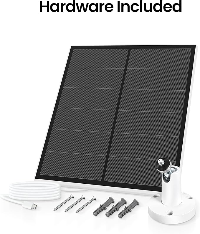 Feit Electric Solar Panel Continuous Charger Panel/SOL/CAM Compatible Feit Electric Smart Outdoor Camera CAM/WM/WiFi/BAT, 9ft Cord, Micro-USB, Adjustable Mounting Bracket