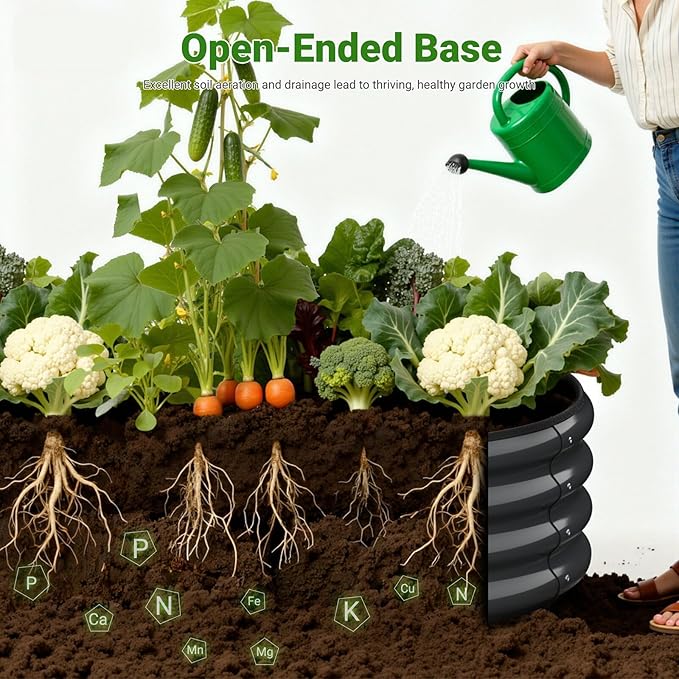 4X2X1 FT Oval Raised Garden Bed, Metal Planter Box for Outdoor Gardening, Easy Assembly Raised Bed for Vegetables, Fruits, Flowers(Dark Gray 2PCS)