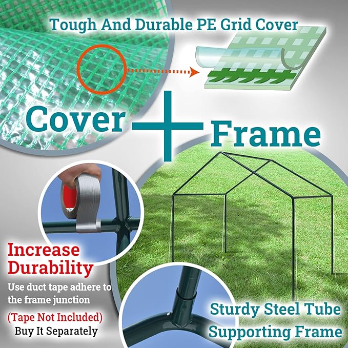 BenefitUSA 4.8x8.5x7.2'H Large Walk-in Peak Roof Greenhouse with 2 Zipper Doors & Windows (Green)