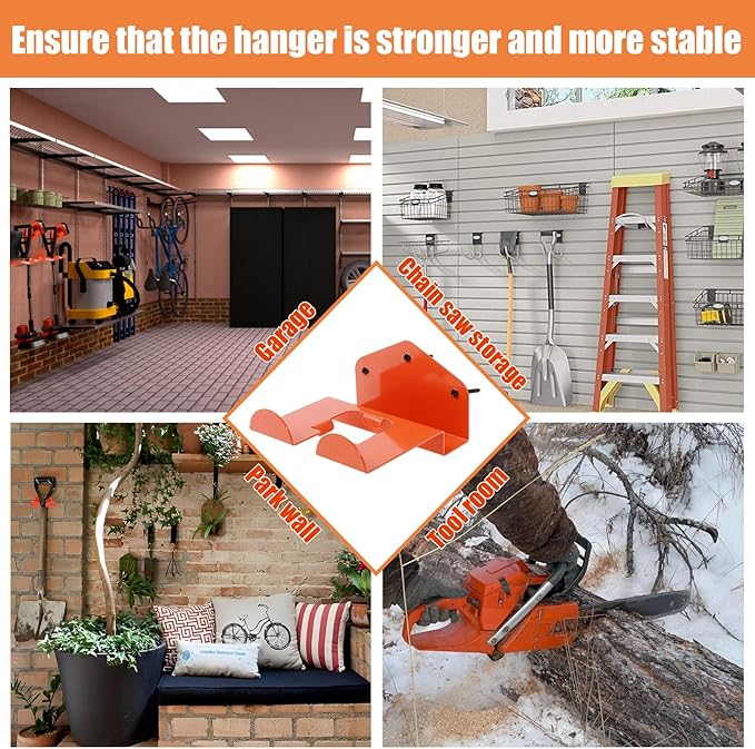 4 Pack Weed Eater Hanger Wall Mounted Bulk Weedeater Garage Trimmer Rack Heavy Duty Garden Tool Hanger Steel Weed Whackers Holder Organizer Hooks for Grass Garden Tools (Orange)
