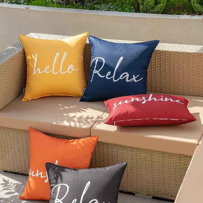 MIULEE Outdoor Waterproof Throw Pillow Covers Set of 2 Relax Decorative Outdoor Square Pillowcases for Chair Patio Garden Couch Tent Balcony Sofa Blue 18x18 Inch