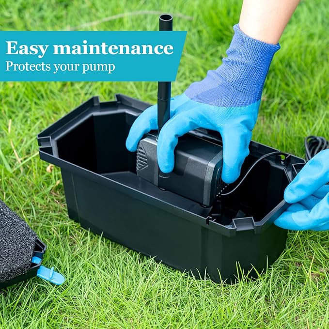 POPOSOAP 25W Solar Pond Filter with Water Pump, Solar Pond Filter Box with Water Flow Adjustable, Pond Pump with PVC Tubing for Outdoor Pond Fish Tank Waterfall Garden Water Feature-P3253