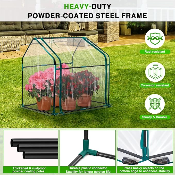 Yesker Mini Greenhouse 36"x18"x33" Portable Small Green House for Indoor Outdoor Greenhouses with PVC Cover Compact Greenhouses Kit for Winter Gardening Balcony Patio Outside Backyard Plant Protection