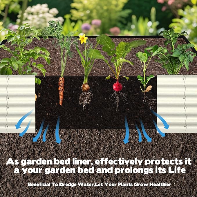 2 Sets Raised Garden Bed Liner Bag, 4 x 2 x 1 ft Breathable Grow Bed Fabric Liners with Clips Gloves, Garden Grow Bed Bag Grow Planter Bags Plant Bed for Planting Vegetables Flowers and Herbs