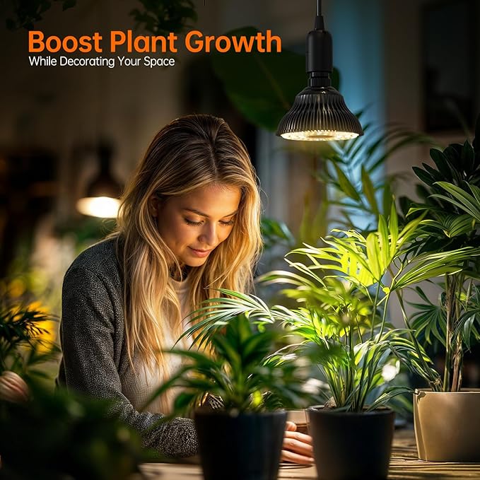 Bstrip Hanging Grow Light for Indoor Plants Full Spectrum, Black Plant Bulb with Optical Lens for Enhanced PPFD, Pendant Grow Light with Timer, 16.4 FT Power Cord, Perfect for Tall Plants and Flowers