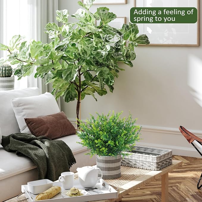 RECUTMS Fake Plants Artificial Spring Plants Outdoor Fake Flowers for Outdoor Artificial Flowers UV Resistant Artificial Plants Outside Front Porch Spring Decorations for Home(Green)