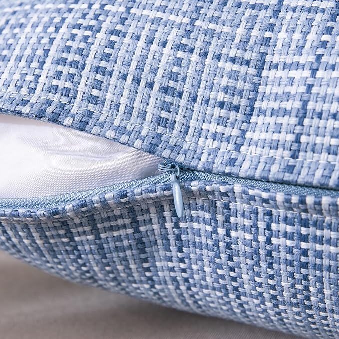 MIULEE Outdoor Waterproof Throw Pillow Covers Decorative Farmhouse Water Resistant Cushion Covers for Tent Patio Garden Couch Sofa Pack of 2, 18x18 Inch Light Blue
