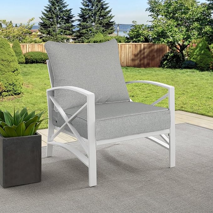 Goodgoods 24x24 inch Outdoor/Indoor Deep Seat Patio Cushion Set of 1 Resilient Foam Filling Water Repellent Stain-Resistant UV Resistant Weather Resistant Deep Seat Bottom Light Gray