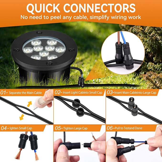 9W LED Low Voltage Landscape Lights, AC/DC 12-24V Outdoor Well Lights IP68 Waterproof 5500K Cool White In-Ground Lights for Yard Pathway Driveway Deck(6 Pack)