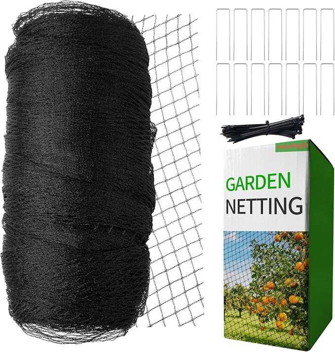 Garden Netting,7.5ft x 65ft Black Bird Netting Heavy Duty,Rabbit,Squirrels,Anti Birds,Larger Bees,Deer,Chicken,Cardinals，Animal Fencing for Fruit Tree & Vegetable Garden