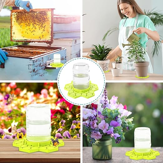 2 Pack Bee Feeder for Mason Jar, Silicone Bee Watering Station, Compatible with Regular and Wide Mouth, Bee Feeders for Hives, Beekeeping Supplies, Bee Waterer for Outside Garden(Yellow)