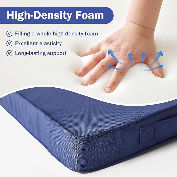 IPYNBAP Outdoor Cushions, Outdoor Chair Cushions 19x19x3 Inch, Cushions for Outdoor Furniture with Removable Cover, Waterproof & Fade Resistant Outdoor Seat Cushions for Patio, Lawn, Navy Blue