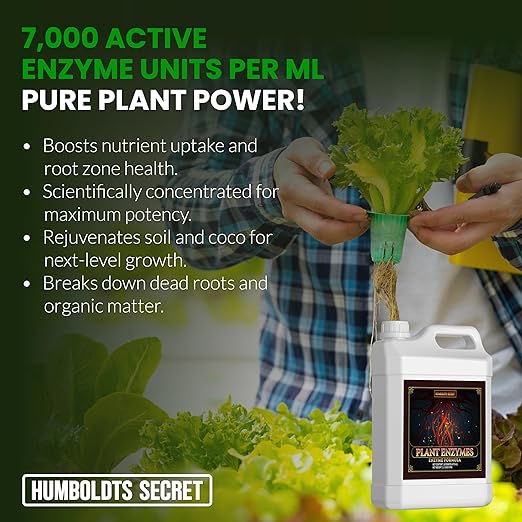 Humboldts Secret Plant Enzymes | 7,000 Active Units per mL | Root & Soil Enzyme Additive for Hydroponic and Aeroponic Systems | Boosts Growth and Root Strength for Maximum Nutrient Uptake | 16 Ounce