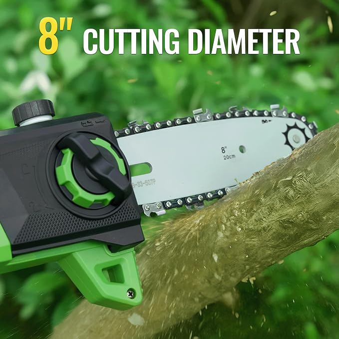 2-in-1 8" Cordless Pole Saw and 19" Pole Hedge Trimmer, Compatible with CURECURE 20V Battery, 9FT/9.37FT, 1500RPM Motor, Auto Oiling, Multi-Angle, Safety Lock, Use for Tree Trimming and Shrubs Pruning