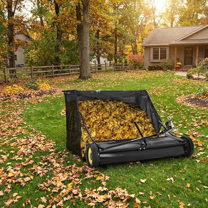 42" Heavy-Duty Tow-Behind Lawn Sweeper,Large-Capacity Leaf & Grass Collector with Adjustable Sweeping Height,Easy Dump Rope Design,for Lawn Tractors & ATVs,Efficient Yard Debris Removal for Lawn Care