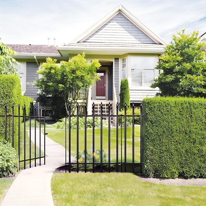 Thealyn Metal Garden Fence 36" H x 28" W, 5 Panels (4 Panels + 1 Gate), Total 11.6 feet, Metal Border Folding Fence, Landscape Fencing Dog Fence Pet Fence for Flower Bed, Yard, Animal Barrier