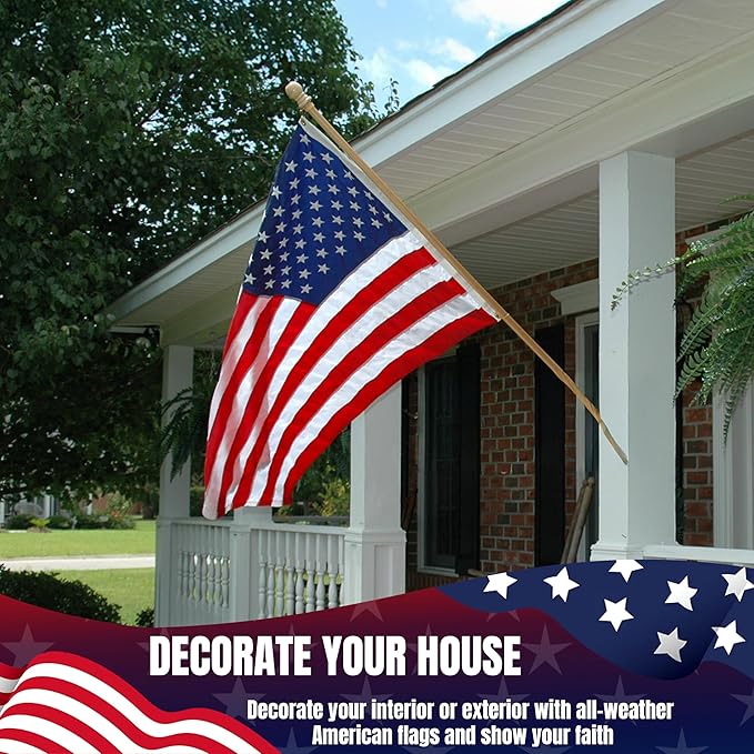 American Flag 6x10 Ft for Outside, Heavy Duty Nylon US Flag, TearProof and WaterProof Super Tough Series, High Wind All Weather USA Flag with Embroidered Stars, Sewn Stripes, Brass Grommets