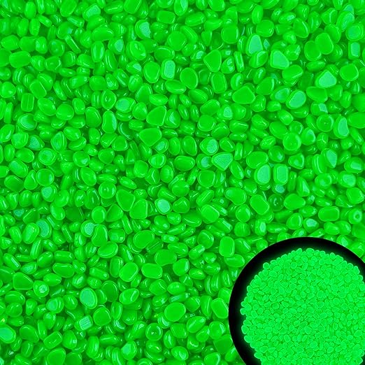 6000pcs 5-8mm Green Luminous Stones Glow in The Dark Garden Pebbles Stones Glow in The Dark Rocks Outdoor Glow Pebbles Aquarium Rocks for Garden Path Walkway Yard Fish Tank Plant Pots