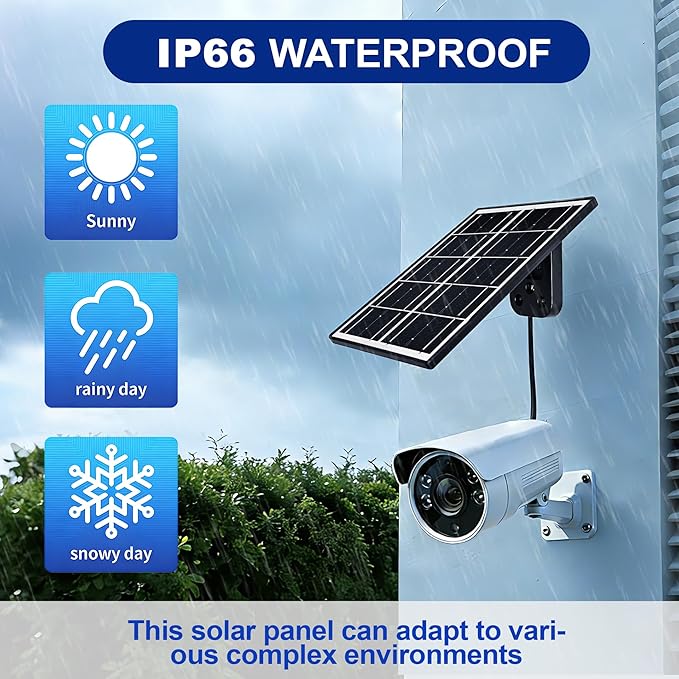Eco-friendly 3W 5V Monocrystalline Solar Panel, Type-C Interface, IP66 Waterproof, 6.5-foot Cable, High Conversion Rate, Compatible with Various Electronic Devices