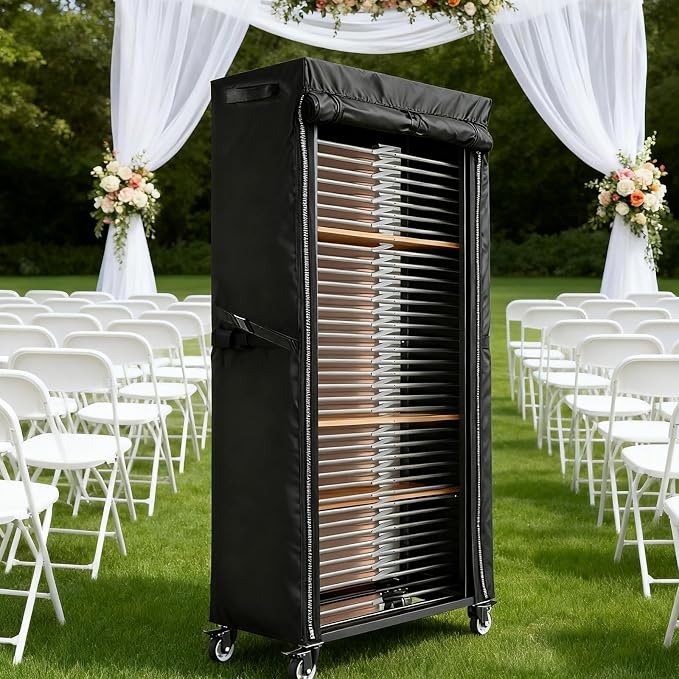 Folding Chair Rack Cover for VEVOR Folding Chair Rack, Waterproof Chair Cart Cover, Dust Proof Chairs Storage Dolly Chairs Holder Covers- 46” L x 20" W x 72" H