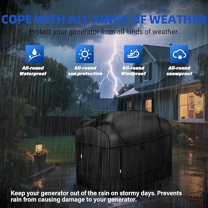 Portable Generator Cover,21.7 Lx 13.8Wx17.4H inches,Generator cover running, Can Be Rolled Up and Opened All Around.fits various scenarios, Black.