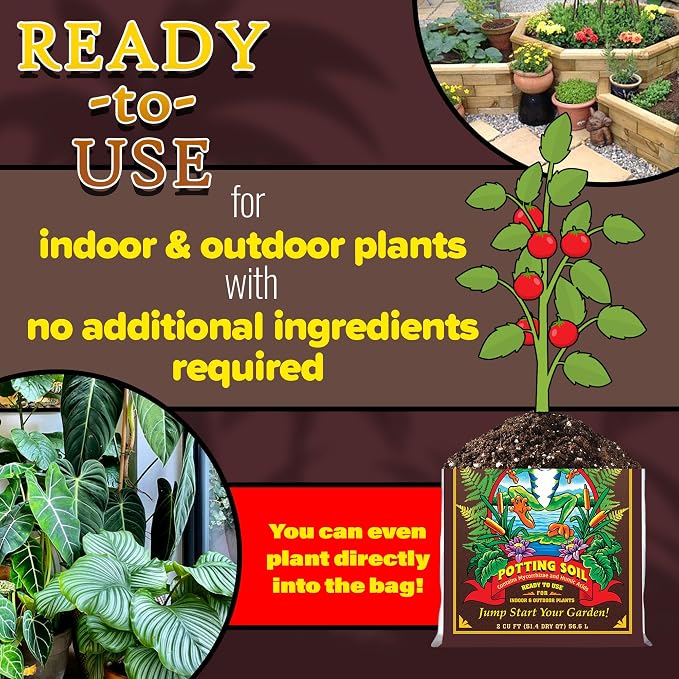 FoxFarm Happy Frog Potting Soil with 2 Plant Tags, 2 cu ft – Indoor/Outdoor Container Plants – Mycorrhizae & Humic Acids