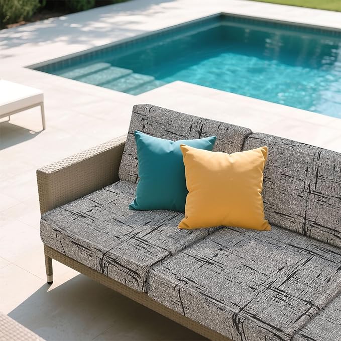 pickyNproud 8Pcs Patio Cushion Covers Stretch Outdoor Couch Cushions Slipcovers Replacement Washable Furniture Protector with Elastic Bottom Sofa Chair Seat Cover, Dark Grey
