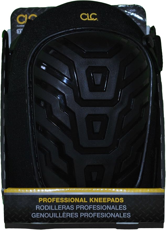 CLC Custom Leathercraft 345 Professional Kneepads, Supportive Gel Cushion, Breathable Neoprene Straps, Over Sized Caps for More Coverage, Ideal for Gardening, Flooring, Cleaning and Construction , Black