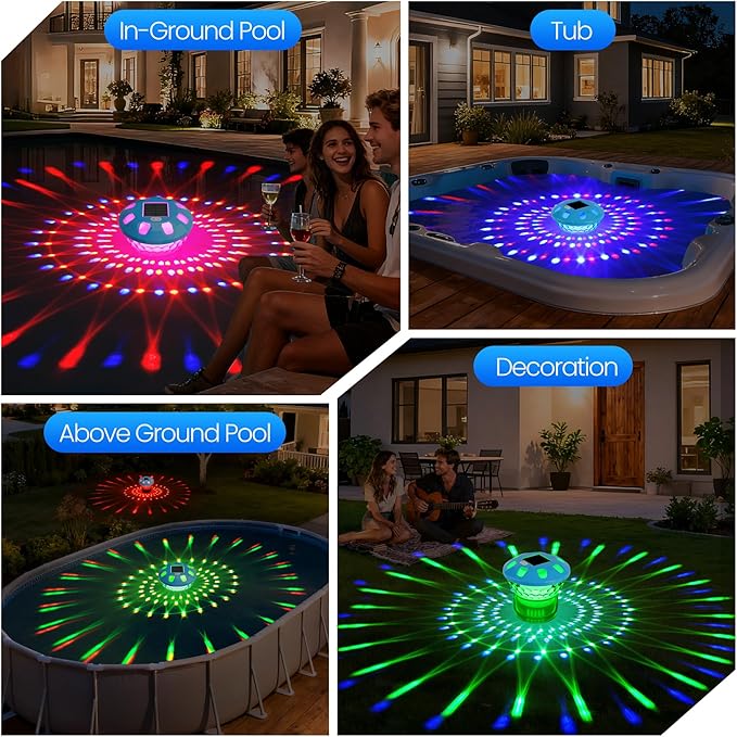 ChlorBlu2026 Upgrade Solar Chlorine Floater,Chlorine Floater with Colorful Lights,Buttons Control Floating Chlorine Dispenser for Pool,Adjustable Pool Chlorine Floater,Large Chlorine Pool Floater,Blue