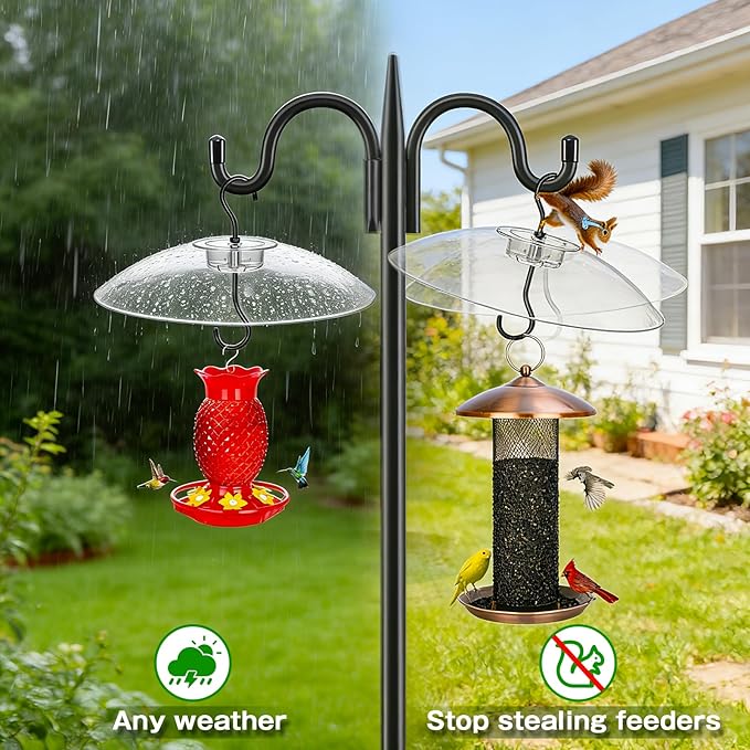 Gtongoko Baffles for Bird Feeders, 12 Inch One-Piece Cover for Rain Guard, Bird Feeder Squirrel Guard, Full Protection for Outdoors, Chew-Proof PC, Pack of 1, Transparent