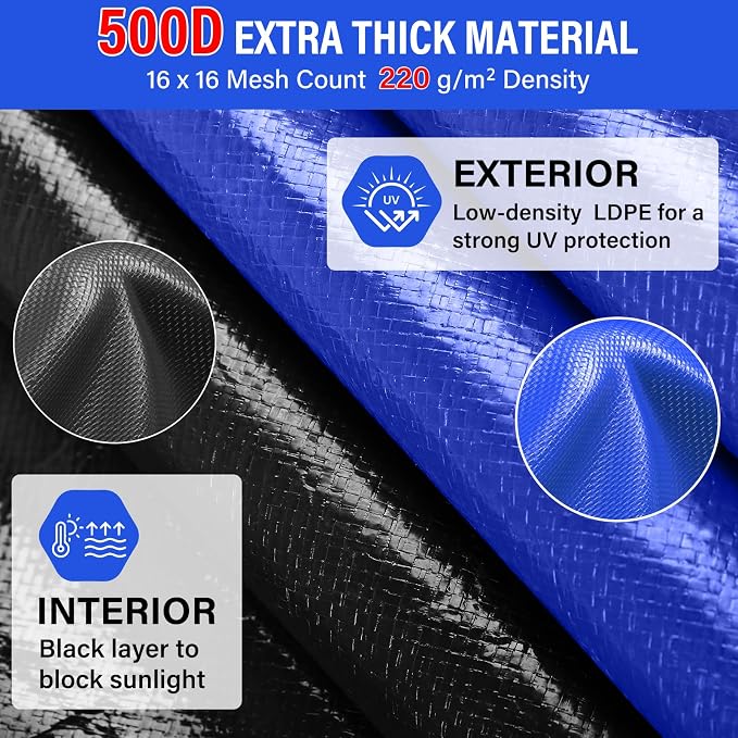 21FT Round Winter Pool Cover 500D Extra Thick Above Ground Pool Cover Above Ground Pool Protection with Winch and Cable Royal Blue